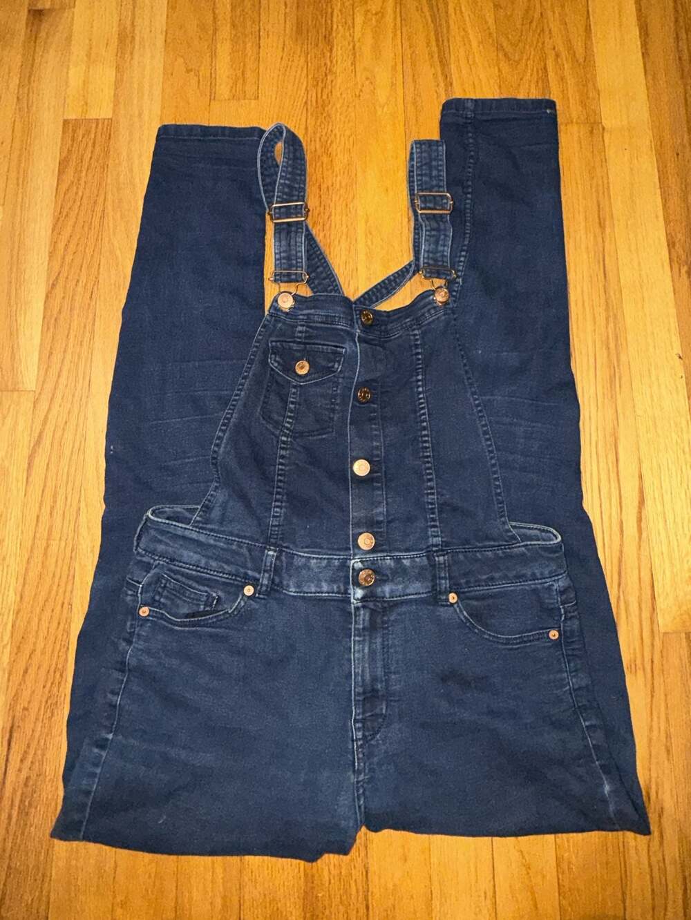 H&M Divided Denim Skinny Overalls Dark Wash - Picture 5 of 6